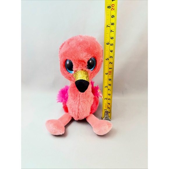 Ty Beanie Boos Gilda Flamingo Small Pink Excellent Glitter Eyes Sparkle Beak - Picture 11 of 14